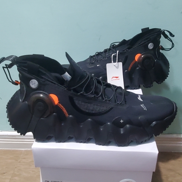 NIB LI-NING The Trend Basketball Culture Black Chunky Heel Sneakers EU 43.6/US10 - Picture 7 of 11